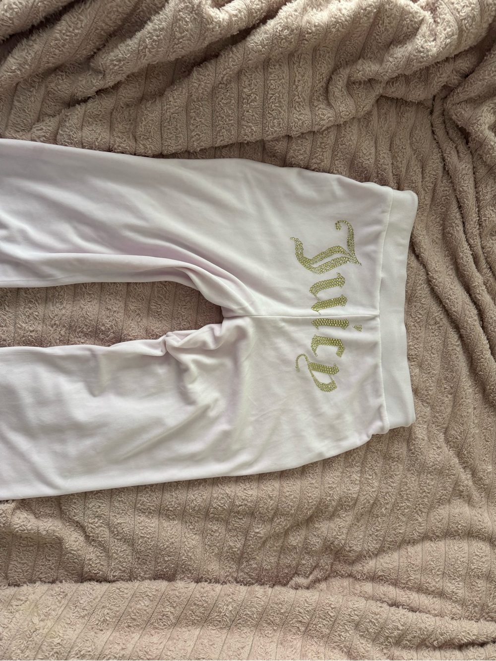 juicy couture light pink and gold pants